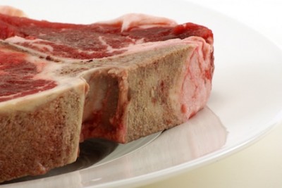 Raw T-Bone Steak; grass-fed beef