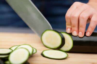 cutting zucchini