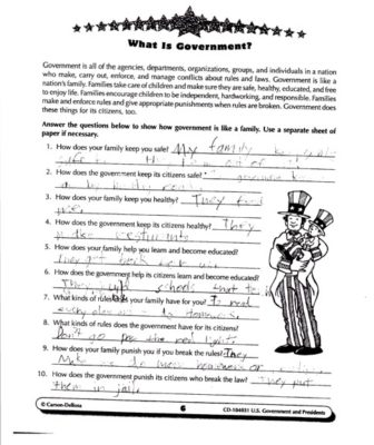 government is like a family worksheet