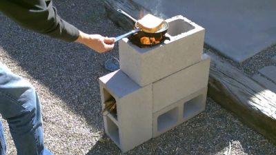 rocket stove off-grid cinder blocks