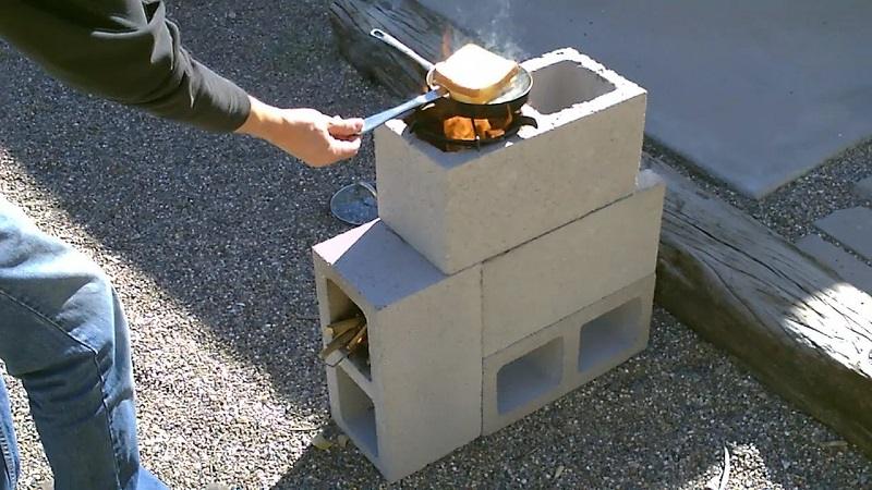 rocket stove off-grid cinder blocks