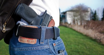 Case against leather gun holster
