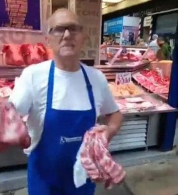 meat throwing butcher