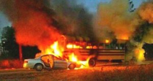 Driver rescues 34 kids from a burning school bus, SC fire department says
